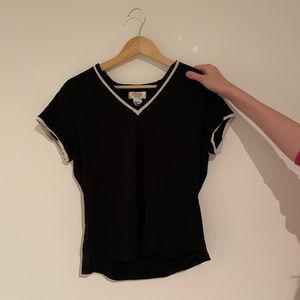 talbots, black and white, v-neck, women’s, large, sailor vibe